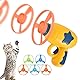 Cat Fetch Toy Katze Spielzeug, Haustier Spielzeug Bunte Fliegende Propeller Disc Katzenspielzeug Chasing Untertasse mit 1 Launchers und 5 Propellers Zufällige Farbe, Kätzchen Tracking Spielzeug