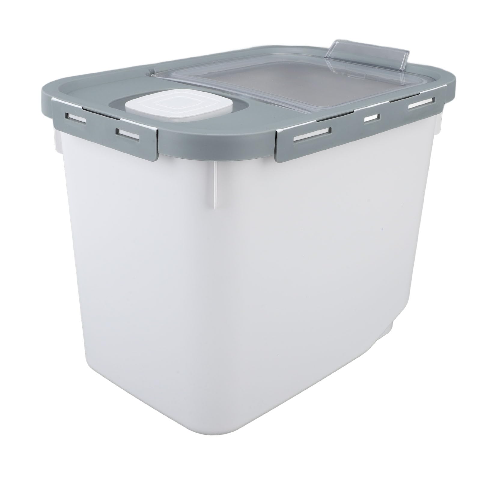 GOWENIC Contenitore per Riso Trasparente di Grande capacità con Ruote |Contenitore per Farina con Chiusura Ermetica da 22 Libbre, Durevole in PP per Uso Alimentare per l'organizzazione della (WHITE)