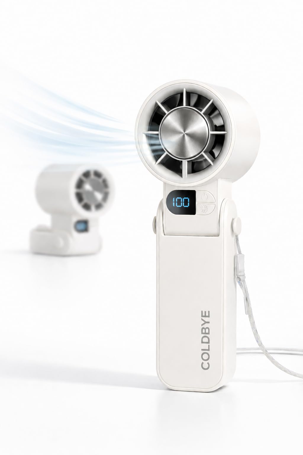 Ventilatore portatile portatile con piastra di raffreddamento, controllo continuo a 199 velocità, ventilatore pieghevole 3 in 1 per palmare/desktop/collo, potente ventilatore personale per viaggi
