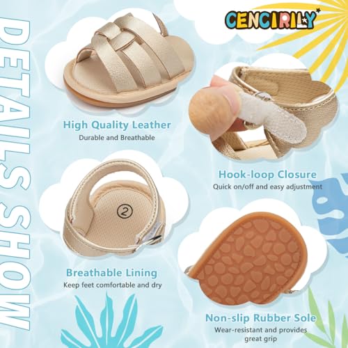 Image of CENCIRILY Infant Baby Girls Boys Sandals Summer Beach Outdoor Bowknot Soft Rubber Sole Toddler Princess Dress Flats Walking Shoes
