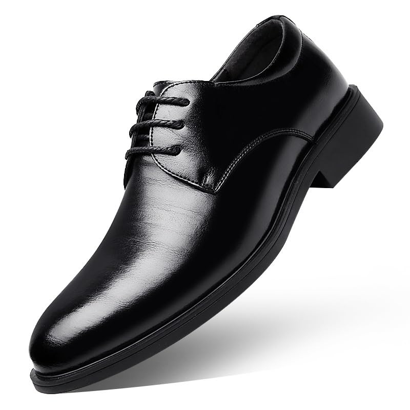 Men's Pointed Toe Lace Up Oxford Shoes Fashion Classic Leather Dress Shoes Comfortable Tuxedo Shoes Formal Derby Shoes