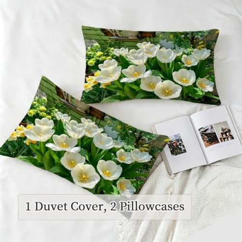 Parure de lit 3D imprimée 240x260 housse couette fleurs microfibre avec taies - 6