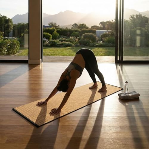 Image of Pure cotton anti-skid, machine wash yoga mat. 73inches x 24inches, 5mm thickness (7mm (Rust Orange))