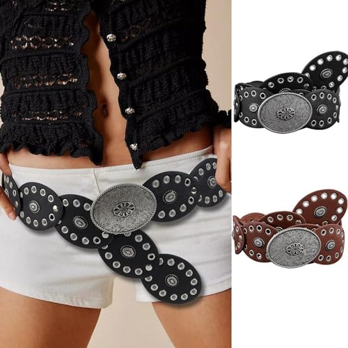 Oval Discs Grommet Belt Chain For Dress Chain Belt For Women Waist Chain Belt Carving Waist Chain Western Belt2