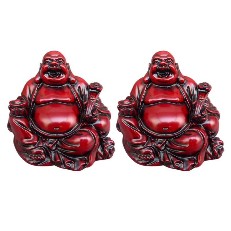 Statue de Bouddha Maitreya OUNONA en résine lot de 2 figurines