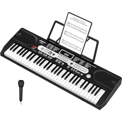 Garvee Electronic Keyboards Piano 61 Key, Portable Keyboards Piano with Microphone, Holder, Note Stickers for Beginners