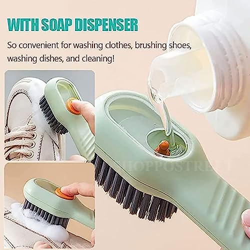 Image of ALOUD CREATIONS Plastic Soap Dispensing Cleaning Brush With Handle | Scrubbing Reusable Washing Shoe Brush For Shoes Clothes Cleaning | Pack Of 1