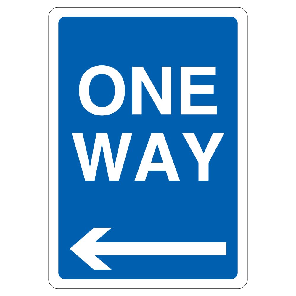 V Safety One Way - Arrow Left 210 x 297 mm (A4) - 3mm Aluminium Composite Safety Sign
