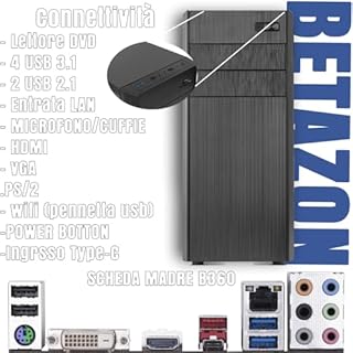Betashop PC Fisso Desktop NUOVO • Cpu intel core i7-8700 • 32GB RAM DDR4 • 1Tb SSD nvme • Windows 11 Pro • WiFi • Office 365 • Pronto All'Uso • USB 3.0 • wifi • Professionale per Ufficio