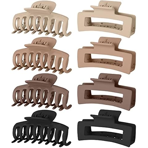 Lolalet 8 Stück Große Haarklammer, 8cm Haarspangen für dickes Haar Rutschfestes Haar Jaw Clips Haarstyling-Zubehör für Frauen Mädchen -Muster E Cover