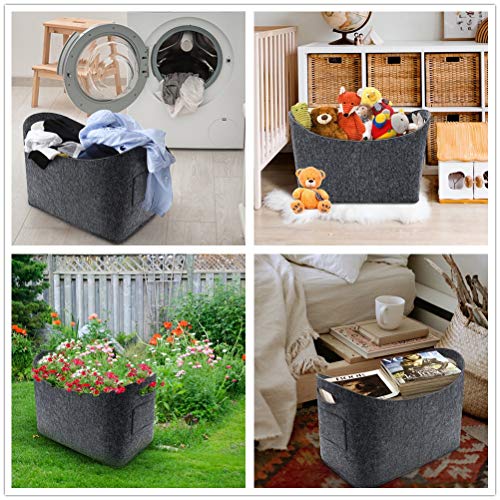 Vintoney -Borsa in feltro per legna da ardere, Cesto in legno, portalegna da interno, Borsa Pieghevole Portalegna per Camino, Portariviste da terra, Può contenere giornali, vestiti, giocattoli, ecc. - Image 4