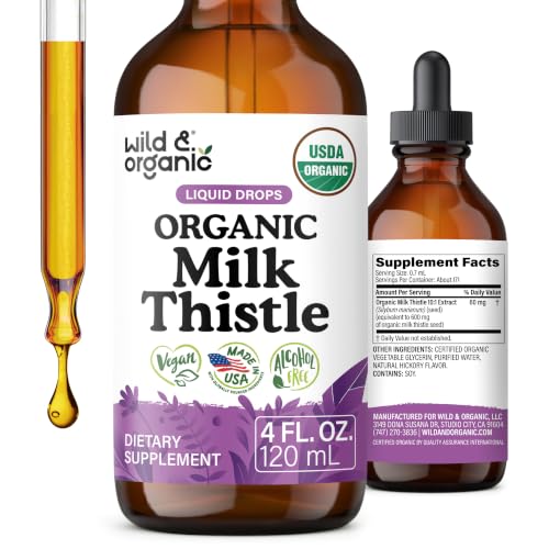 USDA Organic Milk Thistle Liquid Drops - Liver Cleanse Support - 4 oz