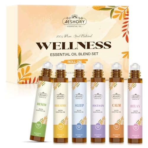 Essential Oils Roll On Set(Calm, Relax, Breathe, Focus on, Sleep,
