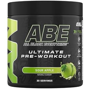 Applied Nutrition ABE Pre Workout – All Black Everything Pre Workout Powder, Energy & Physical Performance with Citrulline, Creatine, Beta Alanine (375g – 30 Servings) (Sour Apple)
