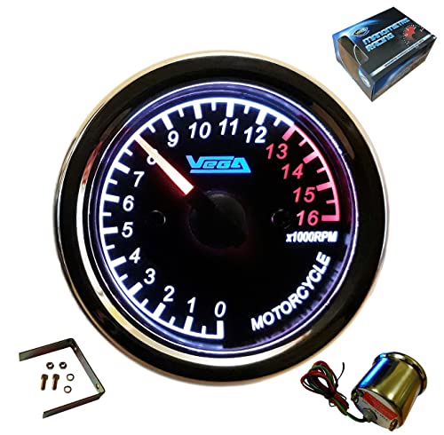VEGA Manomètre Compte-Tours INOX étanche monocylindre 4 Temps Moto Bateau chromé 0-16000 Tours/Min 52 mm Marque Française