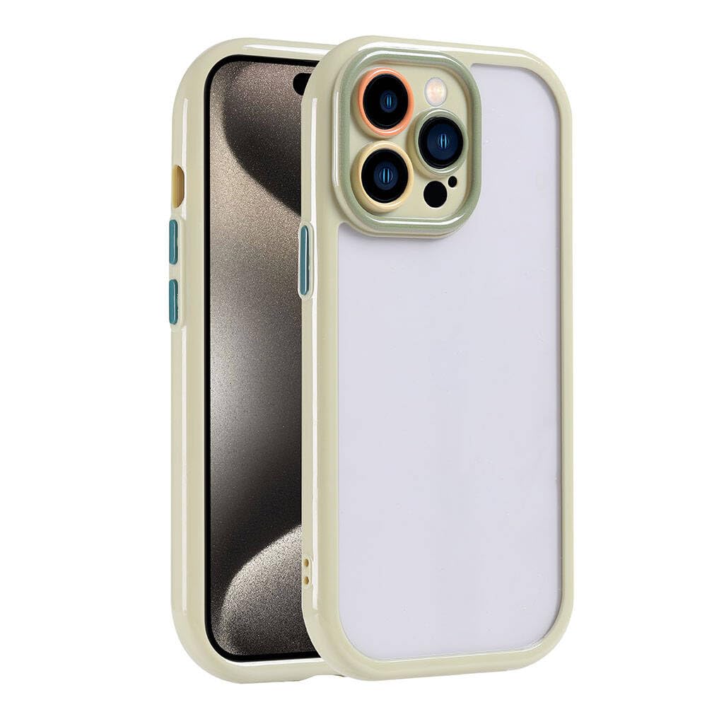 Zore Apple için uyumlu iPhone 15 Pro Kılıf Kamera Korumalı Renkli Kenar ve Çerçeve Tasarımlı Zore Vitamin Kapak Yeşil