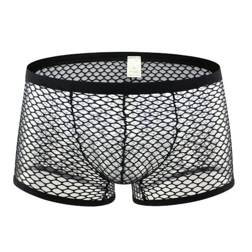 Men's Sexy Mesh Underwear Boxer Shorts Low Waist See-Through Fishnets Breathable Briefs