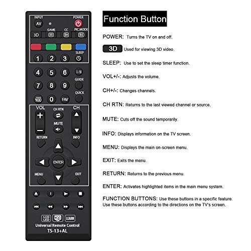 Gvirtue Universal Remote Control Ts-13+Al Replacement For Toshiba-Tv-Remote All Toshiba 3D Lcd Hdtv 4K Led Smart Tv Fire Tv With Learning Function #TOP2