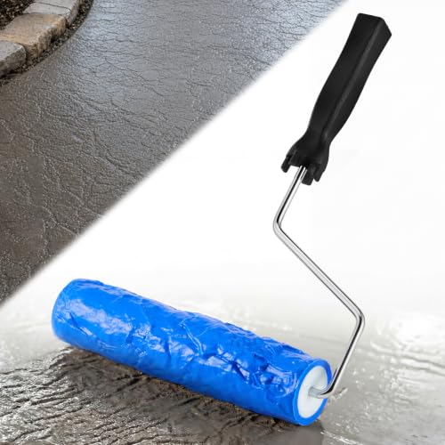 RimCereal Concrete Texture Roller Stamp Stone Pattern Decorative Cement Roller for Driveway Patio Walkway Professional Concrete Imprint Tool for DIY Landscaping & Masonry (Stone)