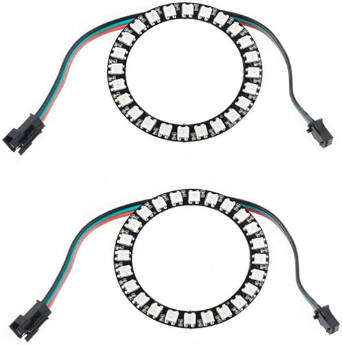 Anillo LED RGB WS2812 de 24 bits con cable SM2.54-3P, 24 x WS2812 5050 píxeles LED direccionables a todo color con controladores integrados DC5V