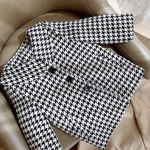 Warm Coat 2024 New Toddler Autumn Winter Girls Lapel Long Sleeve Checkered Buttoned Coat Temperament Coat Jacket3