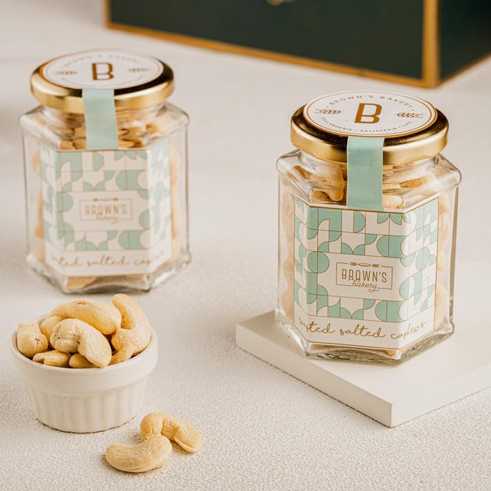 BROWN’S BAKERY Roasted Salted Cashew Jar - 380g Savory Delight of Crunchy Cashews with a Hint of Salt