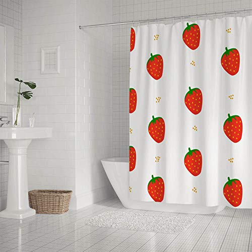 Rideau de douche fraise polyester imperméable lavable 168 x 183 cm