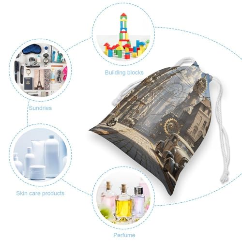 Drawstring Storage Bag Sports Cinch Sack Steampunk City Gym String Bags for Travel Swimming Beach3