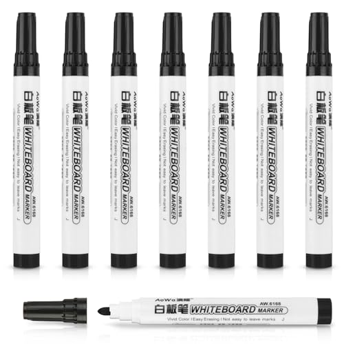 OFFCUP Whiteboard Marker, 8 Stücke Whiteboard Stifte, Trocken Abwischbare Marker Schwarz Folienstift Abwischbar für Whiteboard, Glas, Fenster, Flipchart, Magnettafel, Memoboard