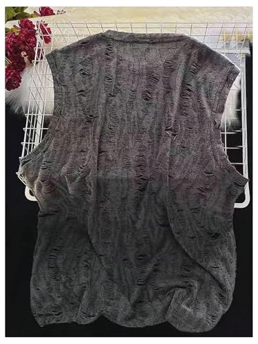 Men's Distressed Ripped Tank Top Crewneck Sleeveless Tank Tops Summer Clothes Streetwear2
