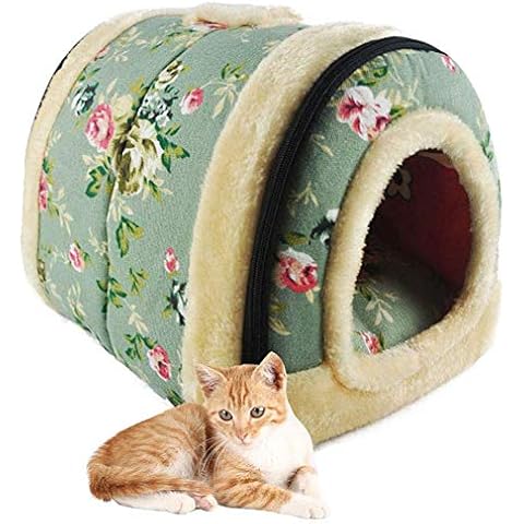 Floral print dog bed,2 in 1 Pet House and Sofa, Machine Washable Non-slip Foldable Soft Warm,S Cover