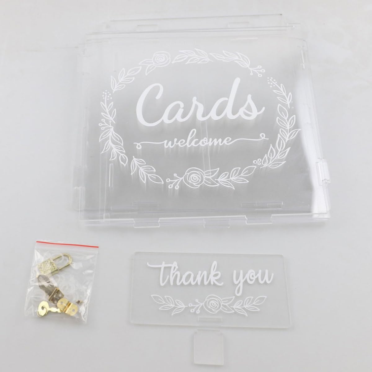 Hemobllo Große Hochzeitskartenbox mit Schloss für Hochzeit und Party Elegante Kartenbox aus Acryl Aufbewahrung für Umschläge und Erinnerungen mit Romantischem Design