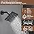 SHOYELA Thermostatic Shower System Matte Black, Push Button Diverter Shower Faucet with 2 in 1 Handheld, Ceiling Mount 12 Inch Shower Head with 6 Inch Wall Mount Shower Head