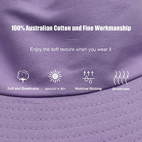 Image of Bucket Hat for Women Men, Reversible Cotton Summer Sun Beach Cap Solid Color Style
