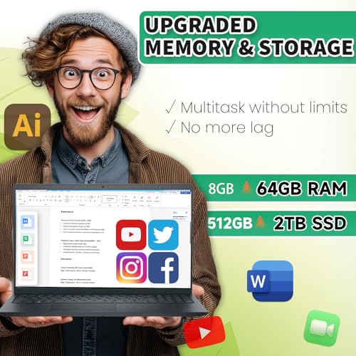 Image of Dell Inspiron 15 3530 Touchscreen Laptop Computer - 64GB RAM, 2TB SSD, Intel 10-Core i5 1334U(up to 4.6GHz), 15.6'' FHD IPS, Intel UHD Graphics, Win 11 Pro, Wi-Fi 6, HDMI, w /Accessories
