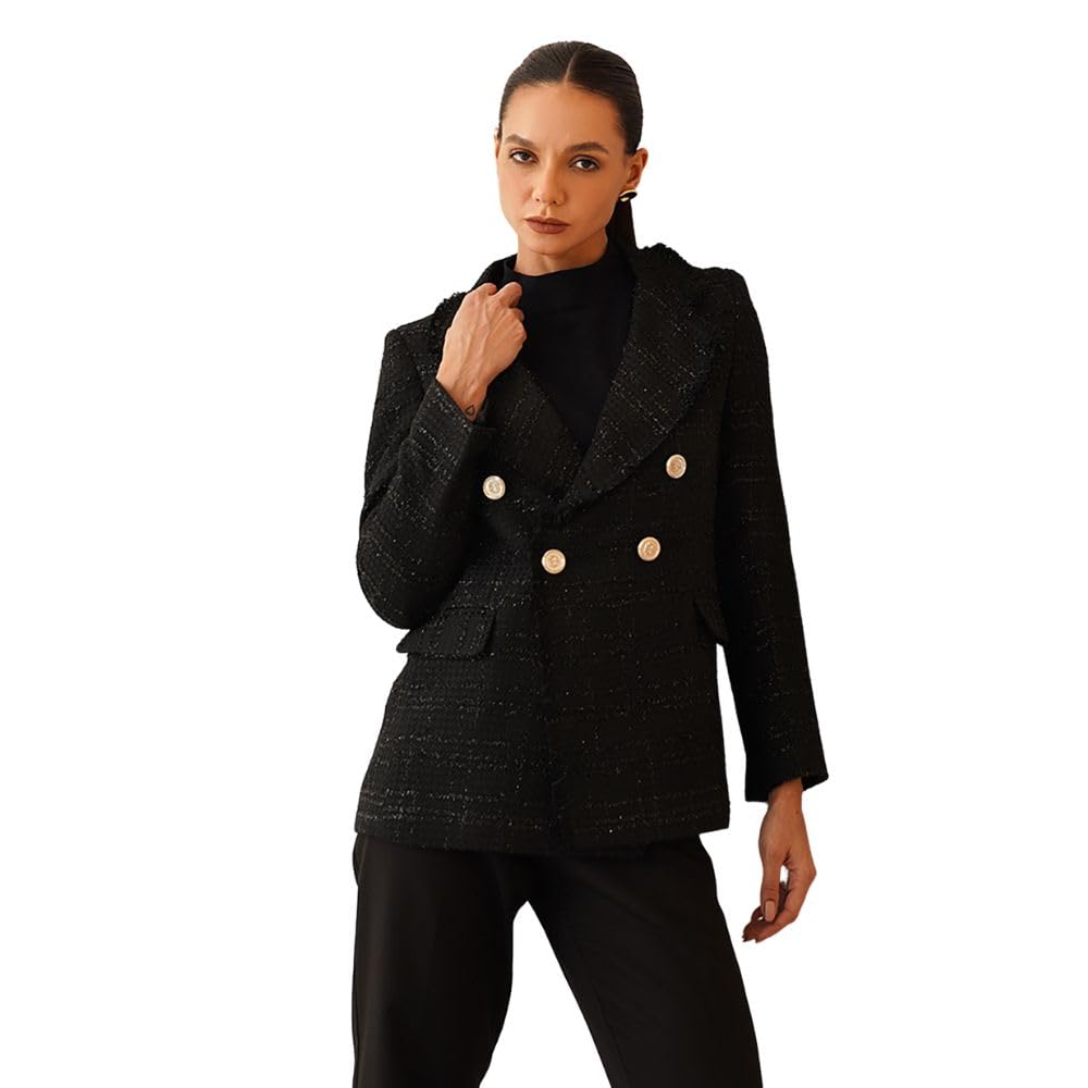 beatnik Womens Two Button Regular Black Blazer-picture-17