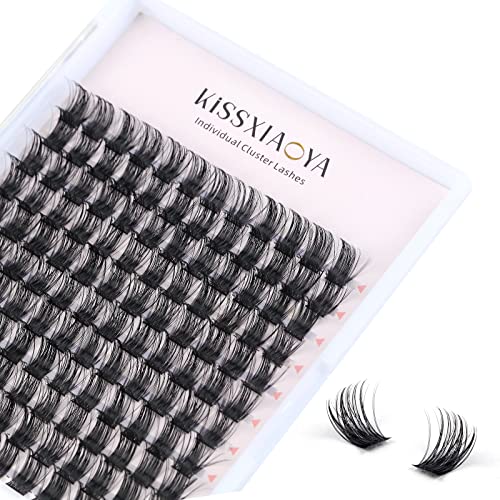 Cluster Lashes Extensions, 144Pcs Individual Clusters Lashes D Curl 14mm, Wide Stem Cluster Eyelashes Soft Natural False Eyelashes DIY Eyelash Extension At Home (14mm, 144P D Curl)