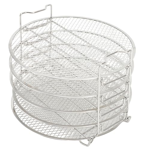 5 Layer Dehydrator Stand, Stainless Steel Dehydrator Rack for Air Fryer, Stackable Foodi 6.5qt 8qt Stand with Rolled Design, Reinforced Rhombic Mesh