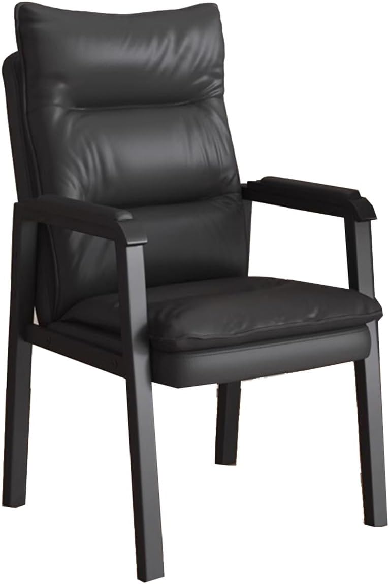 Heavy Duty Office Guest Chair Leather Single Sofa Armchair Leisure Lounge Chairs Conference Room Chairs with Soft Armrests for Office, Living Room, Bedroom(Brown)