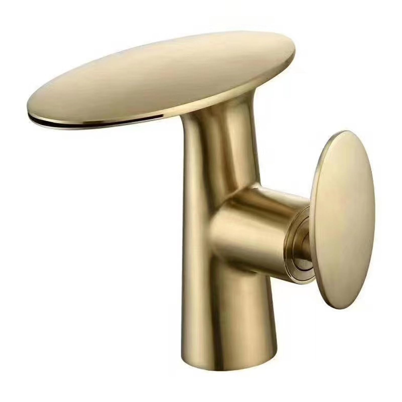 Mitigeur lavabo cascade or brossé pour une salle de bain moderne