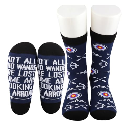 MBMSO Funny Archer Gifts 2 Pairs Archery Socks Gifts for Archery Lovers Archery Coach Gifts Archery Hunter Socks Arrow Gifts2