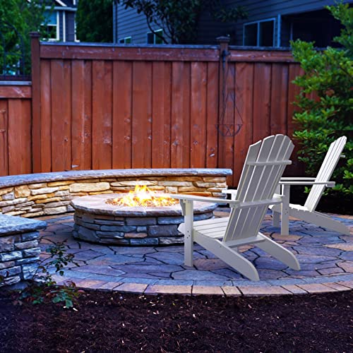 Polyteak Adirondack Chair Set Of 2, Premium Weather Resistant Poly Lumber, Outdoor Patio Furniture, Up To 300 Lb, Plastic Adirondack Chairs For Porches, Decks, And Pool Side, Element Collection, White #TOP2