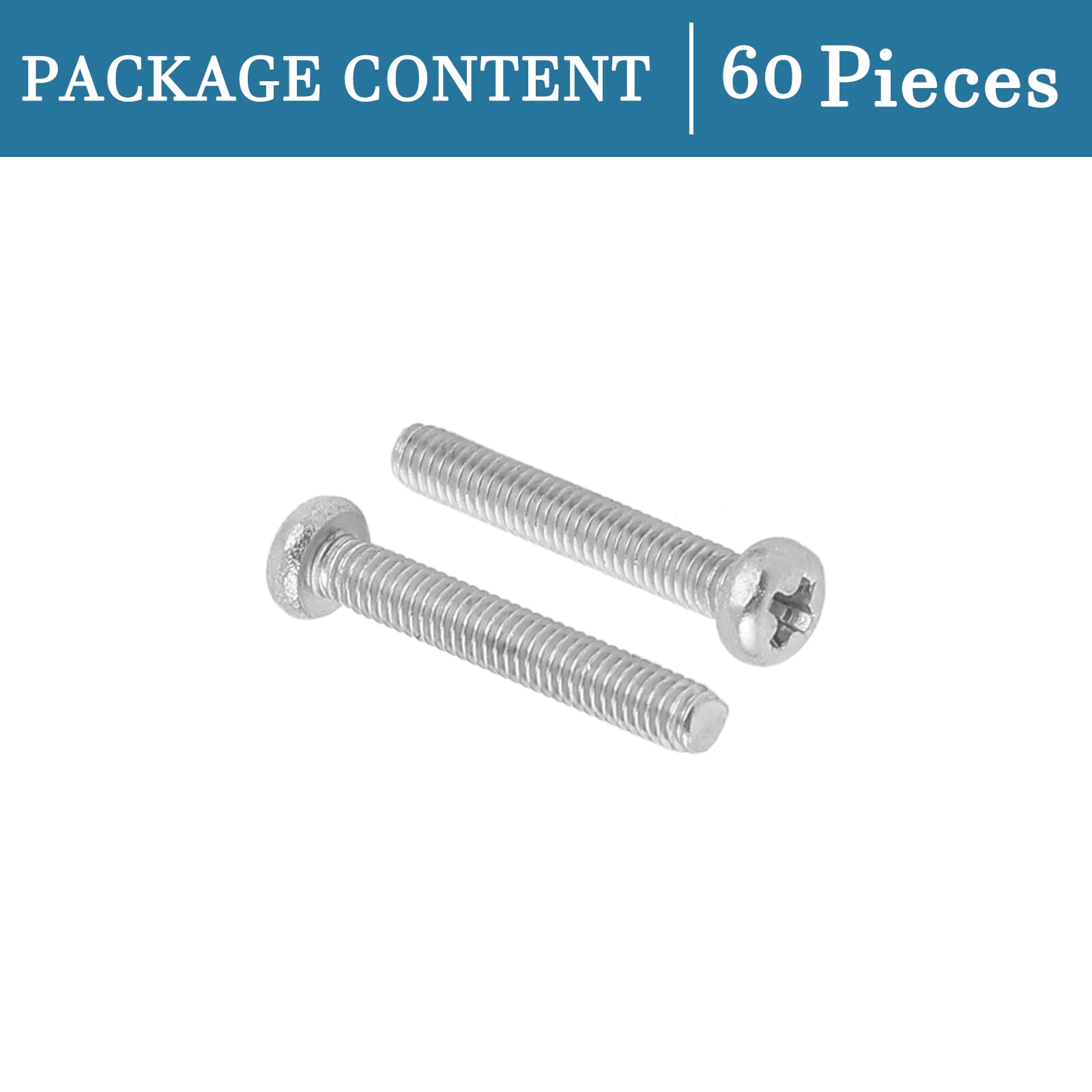 QUARKZMAN M2.5 Piatta Phillips Croce Testa Vite x 60pz 304 Inossidabile Acciaio Fissaggi Bulloni per Precisione e Industriale Macchine, [16mm Lunghezza, Argento Tono]