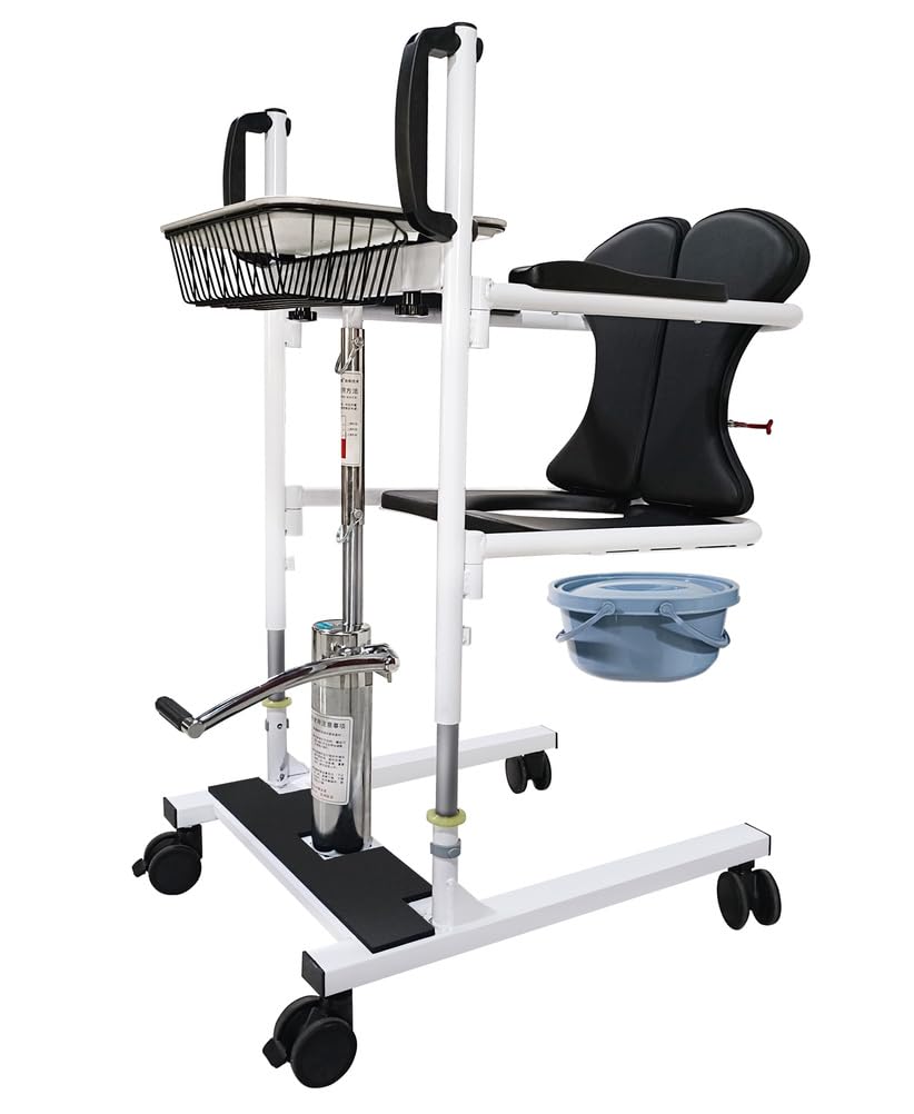 Silla de Transferencia para Pacientes con Altura Ajustable, Silla Elevadora Multifuncional 4 en 1, Silla de Ruedas Portátil para Enfermería para Traslados Desde Cama, Sofá