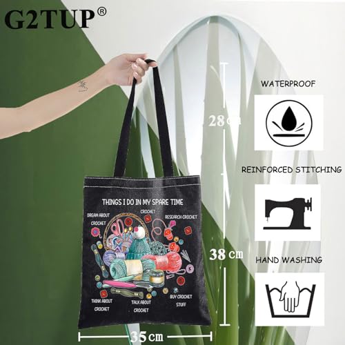 Image of G2TUP Yarn Storage Bag For Knitting Knitter Project Bag Things I Do In My Spare Time Knitting Gift (Things I Do Black)