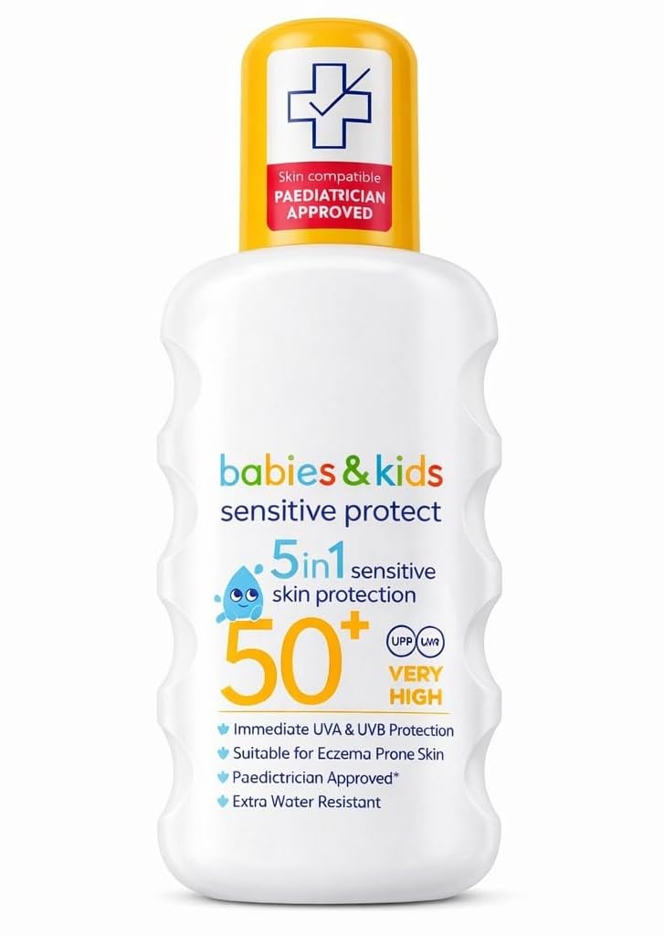 Sun Babies & Kids Protect & sensitive Sun Spray Spf50+ very High 200ml | Immediate UVA/UVB protection | Sunscreen Spray Against Sun Exposure