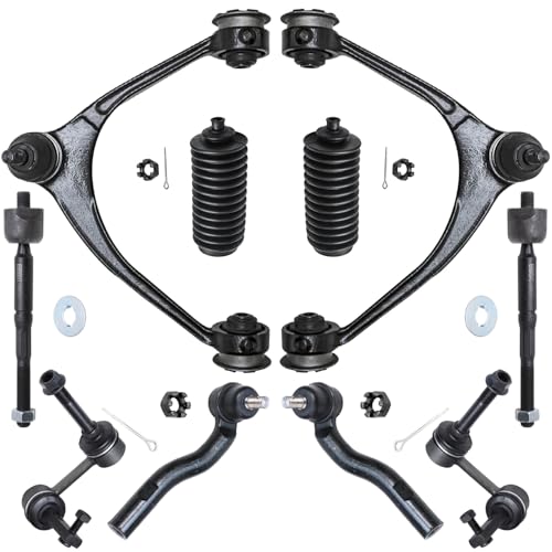 Image of Detroit Axle - 10pc Front End Suspension Kit for 2002-2010 Lexus SC430, 2 Upper Control Arms w /Ball Joint 2 Sway Bars 4 Inner Outer Tie Rods 2 Boots 2003 2004 2005 2006 2007 2008 2009 Replacement