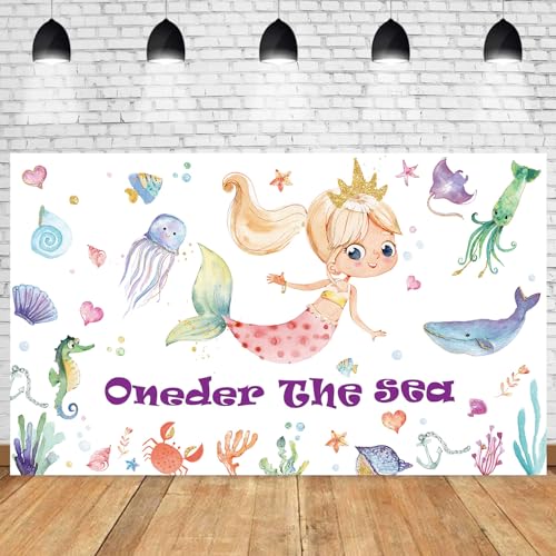 Mermaid 1st Birthday Decorations Backdrop Oneder The Sea Gilrs Birthday Party Photography Background Ocean Theme Little Girls