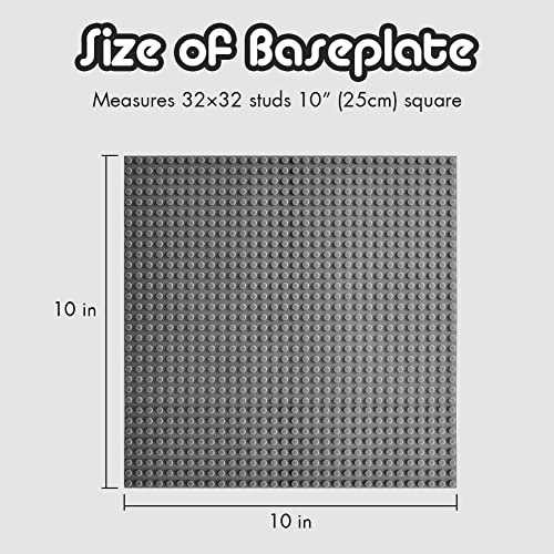 Image of Lekebaby 6 Pack Classic Baseplates 10 inch x 10 inch, Building Base Plates for Building Bricks, 100% Compatible with Major Brands and Activity Table-Baseplate, Sturdy & Safe, Age 3 and up Kids, Grey
