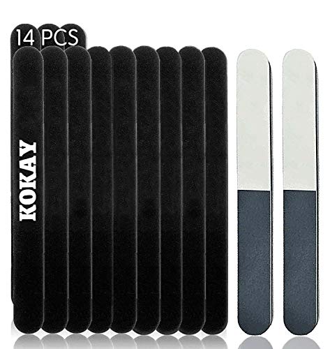 Nail Files 14 pcs - Professional Double Sided Nail Files and Buffer - Emery Boards and Nail Buffer Set for Nail Grinding Polishing
